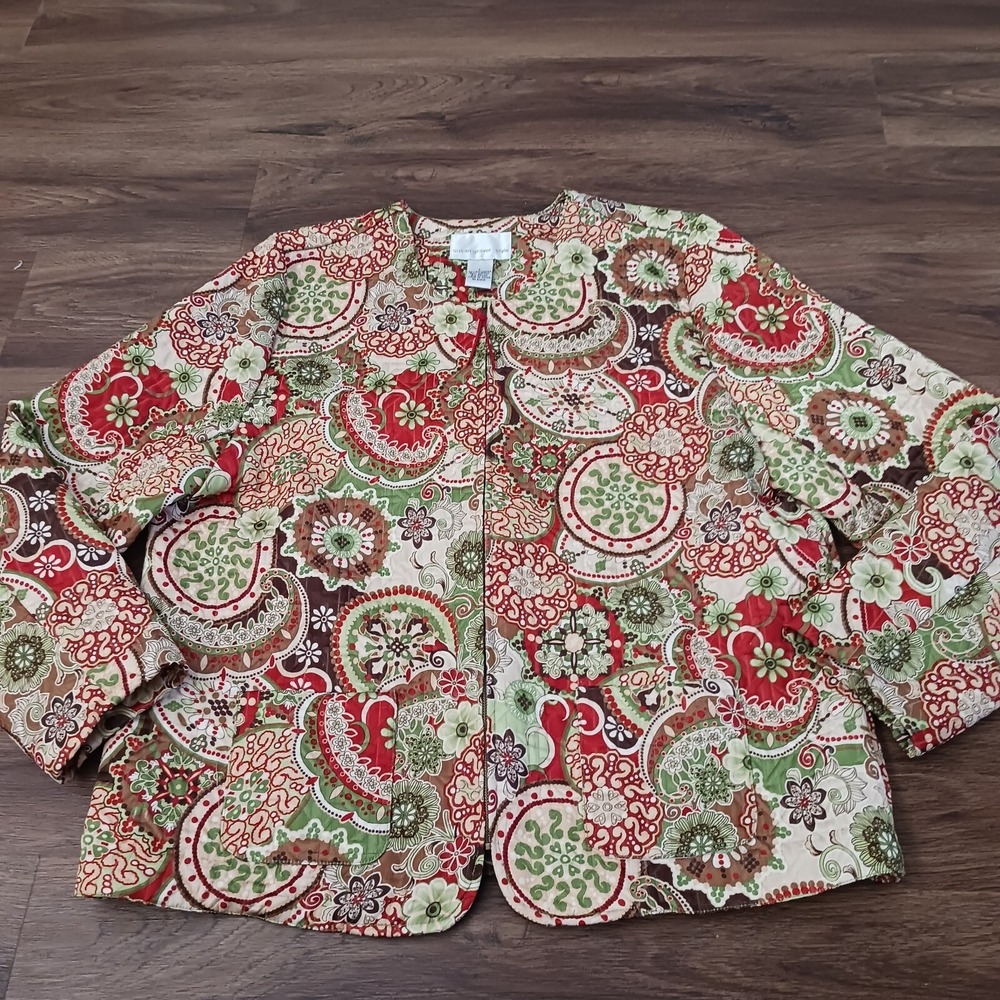Susan Graver Quilted Lightweight Jacket Medallion Pattern Zip Up Size‎ Large